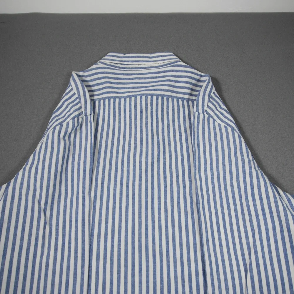 Banana Republic Linen Cotton Untucked Stripe Nautical Slim Fit Striped Shirt XL